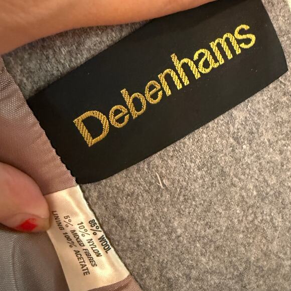 Debenhams Vintage 1970's Wool Lady Coat Sz 6 Button Front Long Jacket Gray EUC! - Picture 7 of 8